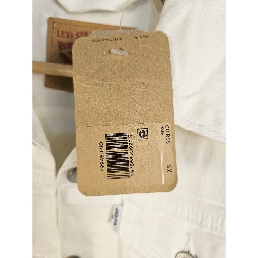 Levis Womens Original Trucker Jacket Cream White Denim Stretch 299450210 XS NEW - Picture 6 of 8